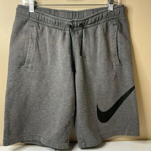 Nike Shorts Mens Size Small Gray Fleece Big Swoosh Logo Athletic Drawstring